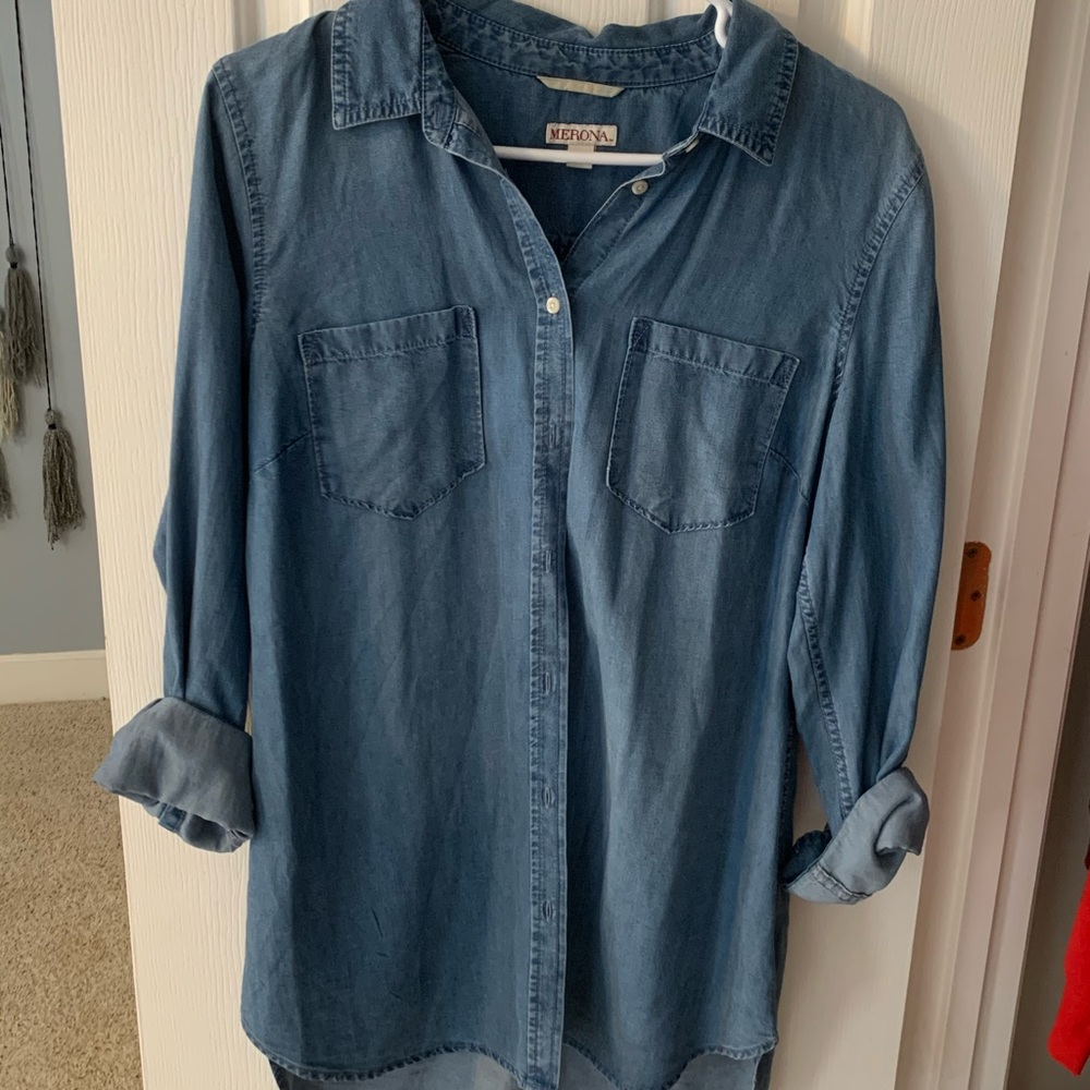 Button up chambray long shirt
